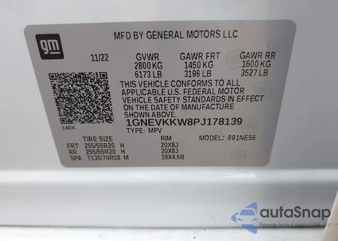 2023 Chevrolet Traverse Premier from USA, damaged, VIN 1GNEVKKW8PJ178139